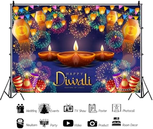 Happy Diwali Backdrop Banner 10x8ft Deepavali Background - Image 4