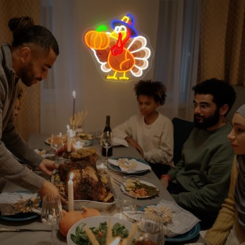 Thanksgiving Turkey Neon Sign Dimmable UV Printed Pumpkin Neon Led Lights - Image 3