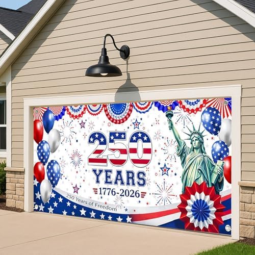 American 250th Birthday Garage Door Cover Decorations, 4th of July Photograph Backdrop America USA Banner 250th Anniversary Garage Door for Independence Day Patriotic Party Outdoor Decor Banners (A) - Image 4