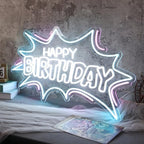 Happy Birthday LED Neon Signs Transparent Acrylic Lights Decor for Wedding Birthday Party Wall Home Bedroom Room Art Decoration with USB Light Modulator 5V - Image 3