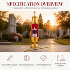 Cemetery Candle Holder for Grave, 33" Solar Cross Candle, Red - Image 6