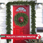 22 Inch Real Touch Christmas Wreath, Natural Droopy,Soft Bendable Faux Cedar Wreath, Christmas Wreaths for Front Door, Winter Wreaths for Front Door, Indoor Christmas Decorations for Home Decor - Image 2