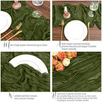 12 Pack Olive Green Table Runner 10Ft Cheesecloth Table Runner Rustic Gauze Table Runners Romantic Long Sheer Fabric Cheese Cloth Table Runners for Wedding Party Bridal Baby Shower - Image 3