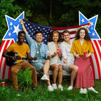 Bucherry 2 Pcs 55" x 30" Patriotic Shooting Stars Cardboard Cutout Stand Ups Life Size Independence Day Theme Party Decoration Backdrop Photo Prop Stand Up for 250th Patriotic Day Party Decor - Image 6