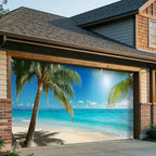 6x13 FT Tropical Beach Garage Door Banner - Palm Tree & Ocean Backdrop, Large Indoor Outdoor Garage Door Cover, Summer Vacation Theme Decoration for Home, Yard Luau Party - Image 4