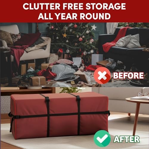 Elf Stor Christmas Tree Storage Bag, Red, 59” x 24” x 24” - Image 6