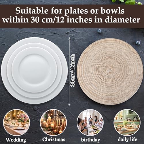 Buryeah 48 Pieces 13 Inch Christmas Round Placemats Circle Woven Place Mats Boho Decor Dining Table Mats Table Scape Hosting Friends for Wedding Birthday Dinner Parties (Beige) - Image 3