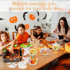 Mimorou 6 Pcs Glass Pumpkin Candy Jars with Lids, 3 Sizes Clear Bowls - Image 6