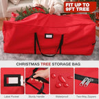 3 Pack Christmas Tree Storage Bag, for Artificial Trees up, Sturdy Waterproof With Reinforced Carrying Handles, Xmas Holiday Garland Bag Storage Case (Red, 9 Ft) - Image 4