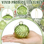 Jenaai 12 Pcs Christmas Lime Green Glass Ball Ornaments, Tree Decoration - Image 4