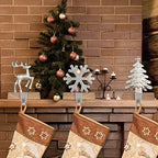 JUSTOTRY Christmas Stocking Holders for Mantle Set of 3 Tree and Snowflakes and Deer with Non-Skid Silver Stockings Holders for Fireplace Home Decor Durable and Sturdy Holiday Decorative Stand - Image 6