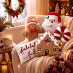 Geelin 5 Pcs Christmas Throw Pillows, Santa Candy Gingerbread FA La La - Image 6
