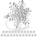 ZeeDix Christmas Silver Snowflake Napkin Rings Set of 24, Napkins Ring for Dinning Table - Rustic Dinner Tables Decoration for Wedding Receptions Christmas Thanksgiving Holiday Party Dinner Parties by ZeeDix