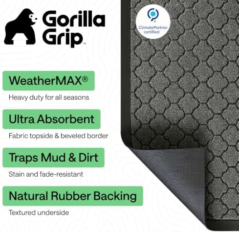 GORILLA GRIP WeatherMAX Door Mat, Indoor Outdoor, 47x35, Gray Quatrefoil - Image 2