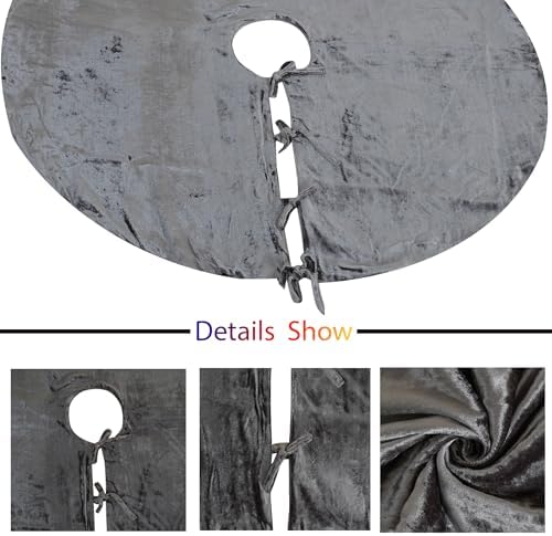 Sophia-Art Christmas Tree Skirt, Luxury Velvet Plush Skirt, Xmas Decoration Holiday Party Décor, Soft Velvet Home Décor Merry Christmas Party Christmas Tree Decorations (Gray,23 Inch) - Image 4