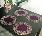 Decozen Set of 12 Doilies for Table, Lace Doilies - Rustic, Crochet, Farmhouse, Kitchen, Dining Table Centerpiece Decor - Round Christmas Placemats for Home 15 inch Gold Plum, The Granada Collection - Image 2