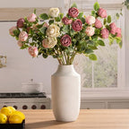 Mitt&Ditt Ceramic Flower Vase, 12.5 inch Tall Off-White Vase, Large Decorative Terracotta Vases, Farmhouse Rustic Pottery Vases for Home Decor, Living Room, Table - Image 4
