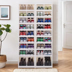 Shoe Box Foldable Storage Box Easy Assembly Collapsible Shoes Rack Clear Shoe Storage Cabinet Shoe Organizer Shoe Container Box with Lids Large Size Shoe Rack (9 layers clear door) - Image 3