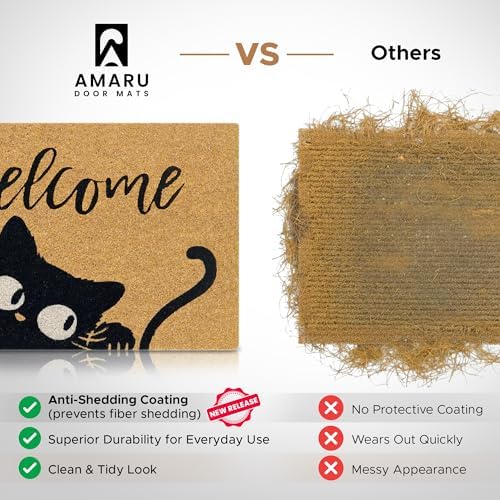 Coir Welcome Mat, Non-Slip, Welcome Cat, 17 x 29 in - Image 4
