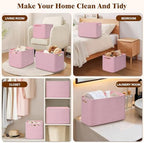 Storage Baskets for Organizing, 4 Pack Baskets for Shelves, Decorative Storage Bins for Shelves, Cotton Rope Storage Basket with Handles, Woven Basket for Storage, 13''Lx8.7''Wx7.9''H, Pink - Image 6