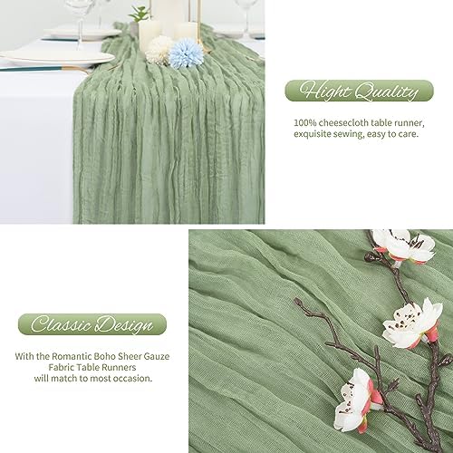 20 Pack Sage Green Cheesecloth Table Runner 120 Inch 10FT Rustic Boho Gauze Cheese Cloth Table Runner for Wedding Party Baby Shower Thanksgiving Christmas Decoration - Image 6