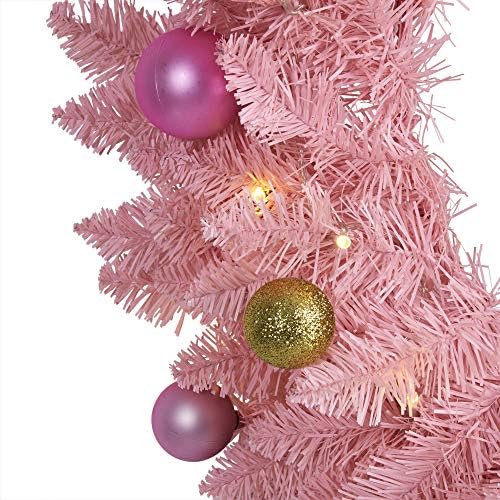 Nearly Natural 24 in Pink Artificial Christmas Wreath with 35 LED Lights - Image 3
