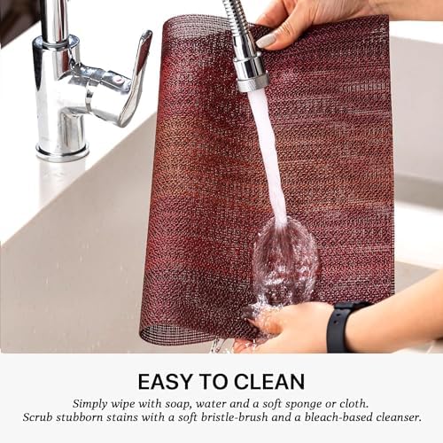 LEXMORE PlaceMats Set of 12 Vinyl/Plastic Woven Place Mats for Kitchen Table Indoor/Outdoor Washable PlaceMat Wipeable Dining Table Mats(Pomegranate Parade) - Image 4