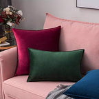 MIULEE Decorative Army Green Velvet Euro Sham Throw Pillow Covers 24x24 in - Image 4