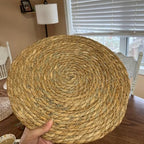 15 inch Round Woven Placemats Set of 4, Boho Rattan Natural Hand-Woven Water Hyacinth Placemats, Chargers for Dinner Plates, Farmhouse Weave Place Mats, Rustic Wicker Table Mats Decor for Home,Wedding - Image 7
