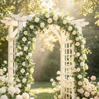 3Pcs 6Ft Artificial Eucalyptus Garland with White Roses Home Decoration - Image 2