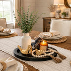 Rustic Modern Farmhouse Decor Set of 7 for Home Decor Living Room, Kitchen Counter, or Coffee Table Centerpieces Decor, Wood Round Decorative Tray Gifts for Women Men - Image 2