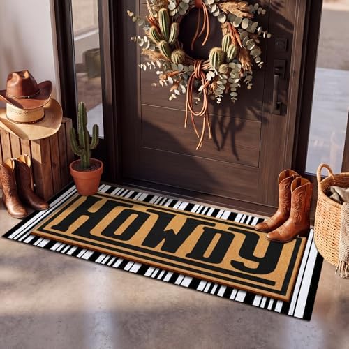 Tinideya 2 Pcs Large Howdy Western Layered Doormat Farmhouse Front Door Mat - Image 2