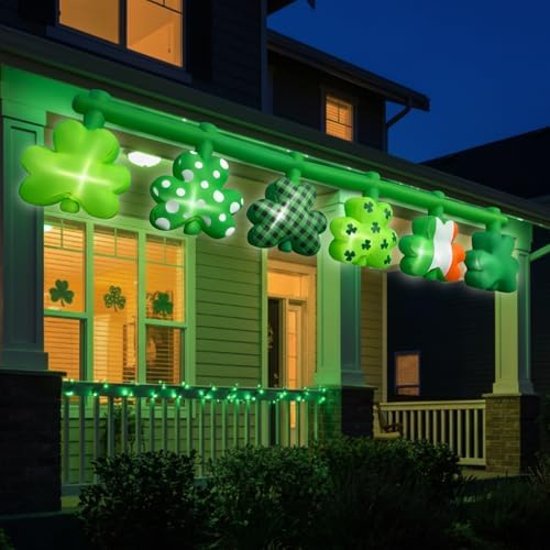 12FT Long St. Patrick's Day Inflatables Hanging Flashing Green Shamrock Decorations Built-in LED Lighted Blow Up Decoration Home Yard Outdoor Indoor Garden Lawn Decor - Image 6