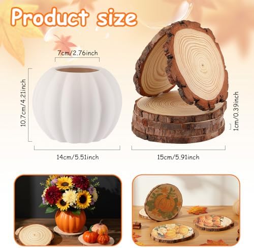 Meanplan 12 Pcs 5.5" DIY Ceramic Pumpkin Vase for Centerpiece Fake White - Image 3