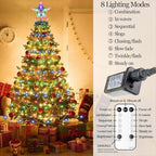 410LED Christmas Tree Lights with Star Topper, Christmas String Lights with Ring for Tree, 6.6FT x 16 Lines Fairy Twinkle Lights 8 Modes Timer Remote for Indoor Outdoor Xmas Tree Decor, Multicolor - Image 5