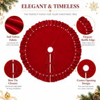 Red Velvet Christmas Tree Skirt with Ruffled Edge&Pearl,60" - Image 7