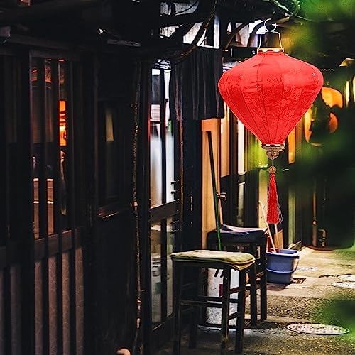Alipis Vietnamese Water Drop Lantern 25.6 Inch Silk Fabric Hanging Lantern for Wedding Party Garden Festival Indoor Outdoor Decorative Lampshade - Image 7