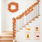 Fanfanwin 33 Pcs Thanksgiving Fall Table Centerpieces Decorations for Home 1 Thanksgiving Table Runner 30 Artificial Pumpkins 2 Maple Leaf Garland for Autumn Fall Party Favors - Image 4