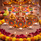 DoubleFill 24 Pack Indian Decorations for Pooja Candle Holder, Om Shadow - Image 5