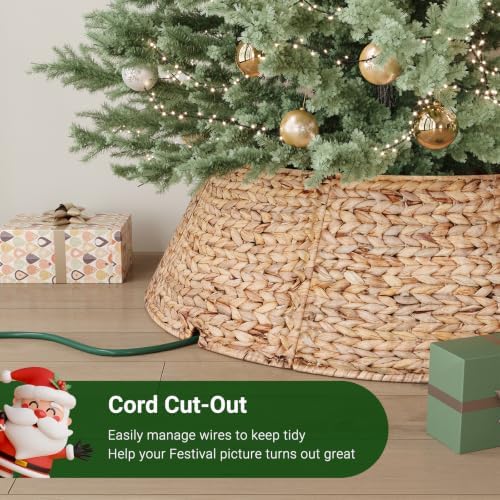 ELYKEN 38 Inch Woven Rattan Christmas Tree Collar, 7-Piece Xmas Tree Skirt - Image 4
