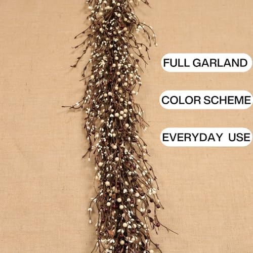 60" Pip Berry Garland - Artificial Spring and Summer Decorative Garland with Burgundy Cream Berries, Perfect for Front Door, Mantel, Centerpiece and Table Display Seasonal Décor - Image 4