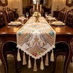 Damask Table Runner 72" Luxury Chenille with Vintage European Floral - Image 2