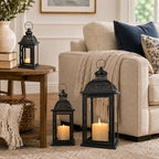 Lanterns Decorative Indoor&Outdoor, 19’’&14’’&10’’ Extra Large Metal Candle Lanterns, Vintage Candle Holders Farmhouse Shelf Wedding Front Porch Patio Decor, Christmas Halloween Decorations for Home - Image 6