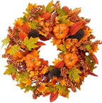 24 Inch Harvest Wreath for Front Porch, Pumpkin and Pinecone Farmhouse Decor with Maple Leaves and Hydrangeas, Rustic Artificial Autumn Wreath for Wall Window Home, Thanksgiving Fall Display by Unknown