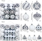 48 Pcs Christmas Balls Ornaments for Christmas Tree, Painted Shatterproof Plastic Decorative Baubles Hanging Ornaments for Xmas Tree Wreath Holiday Party Wedding Decoration, Silver White - Image 2