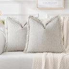 MIULEE Black Striped Euro Decorative Throw Pillow Covers, 22x22 by MIULEE