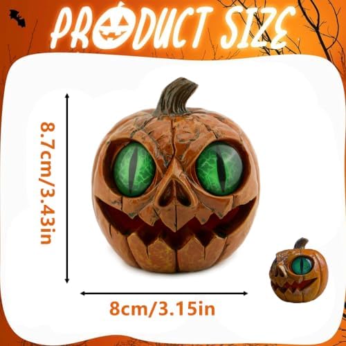 Halloween Pumpkin Decor Spooky Pumpkin Figurine Resin Statue, Green - Image 4