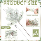 Giegxin 12 Pcs 18 Inch Christmas Snow Frosted Pine Branches - Image 3
