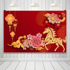 AOFOTO 12x8ft Happy Chinese New Year Backdrop China Spring Festival Lunar Year of The Horse Decoration Banner Paper Cut Flowers CNY Lanterns 2026 Background Party Supplies Photoshoot Studio Props - Image 5