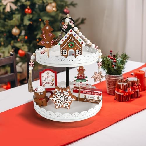 Gingerbread Christmas Decorations 8 PCS Tiered Tray Decor Set - Image 6